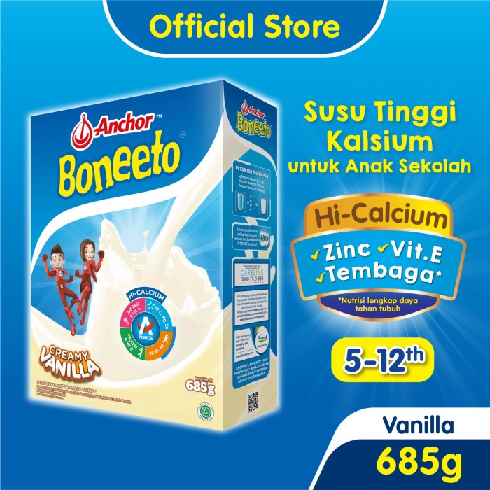 

Anchor Boneeto Creamy Vanilla 685gr- Susu Bubuk Pertumbuhan Anak