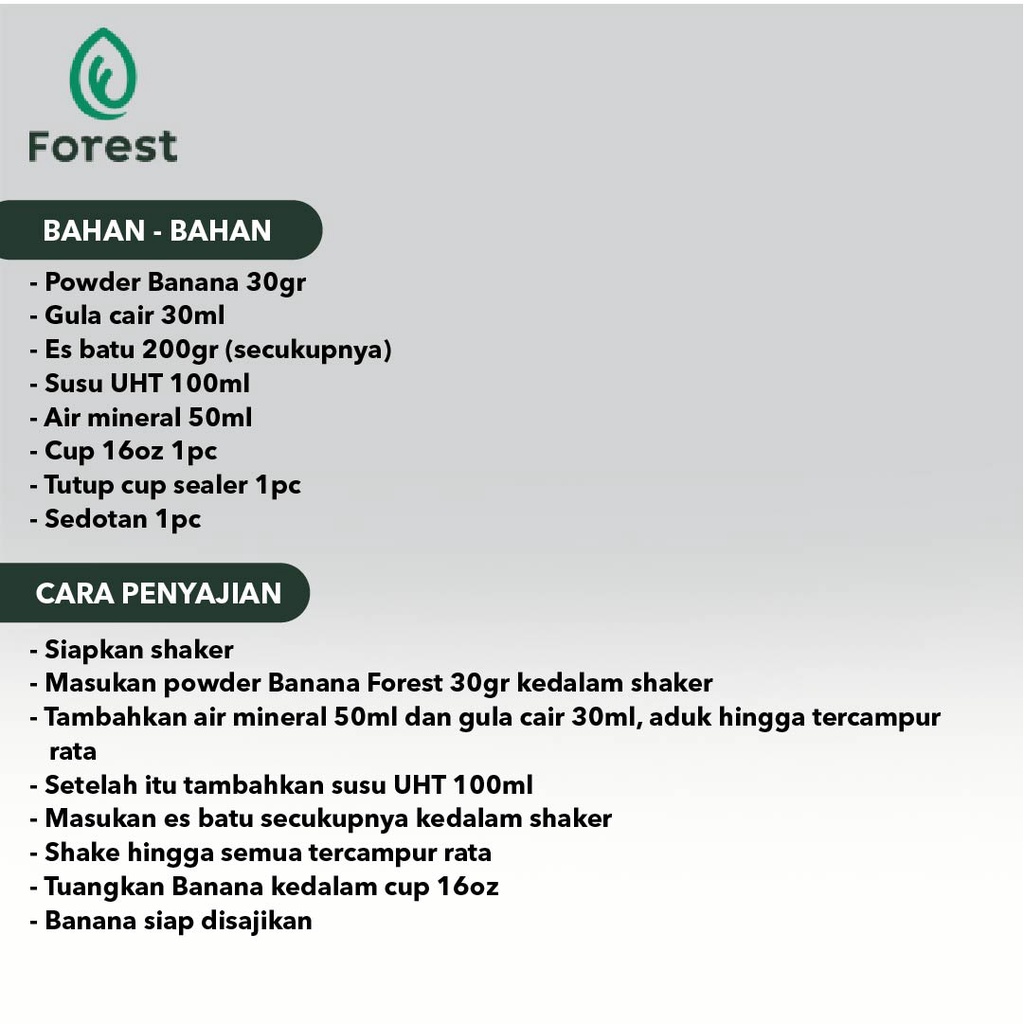 Bubuk Minuman BANANA Powder - FOREST Bubble Drink
