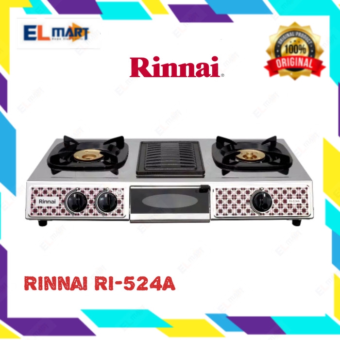 Kompor Gas RINNAI 2 Tungku + grill pemanggang RI 524A - 524 A - RI524A