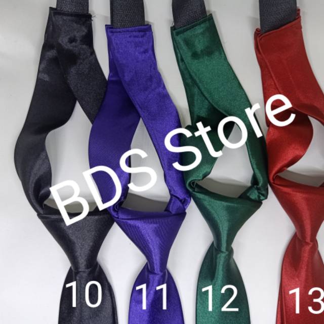 Dasi polos satin instan tinggal pakai 2&amp;3 inchi banyak warna