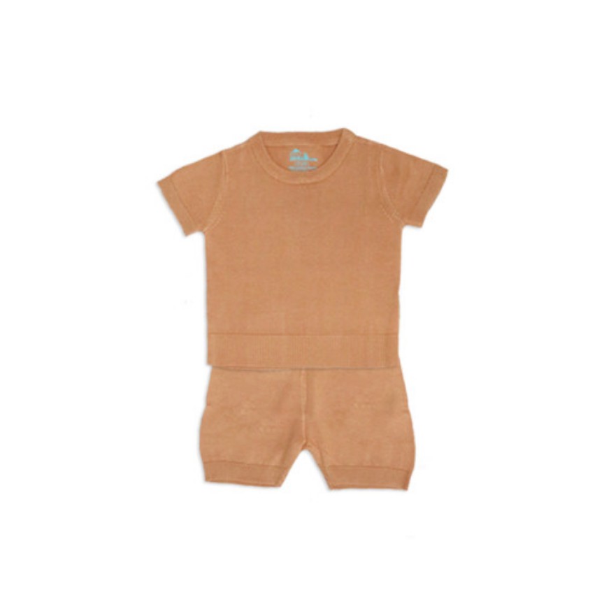 Bamboo And Bub Finley Knit Short Sets - Baju Setelan Anak Kecil Bayi Lucu Rajut Bamboo Bambu Adem Rumah