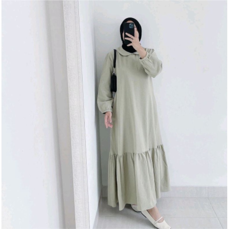 GAMIS MIDI WANITA CEWEK POLOS MURAH MIDI DRESS CANTIK KEKINIAN TERBARU BAHAN RAYON ADEM GERAILLAMBIK