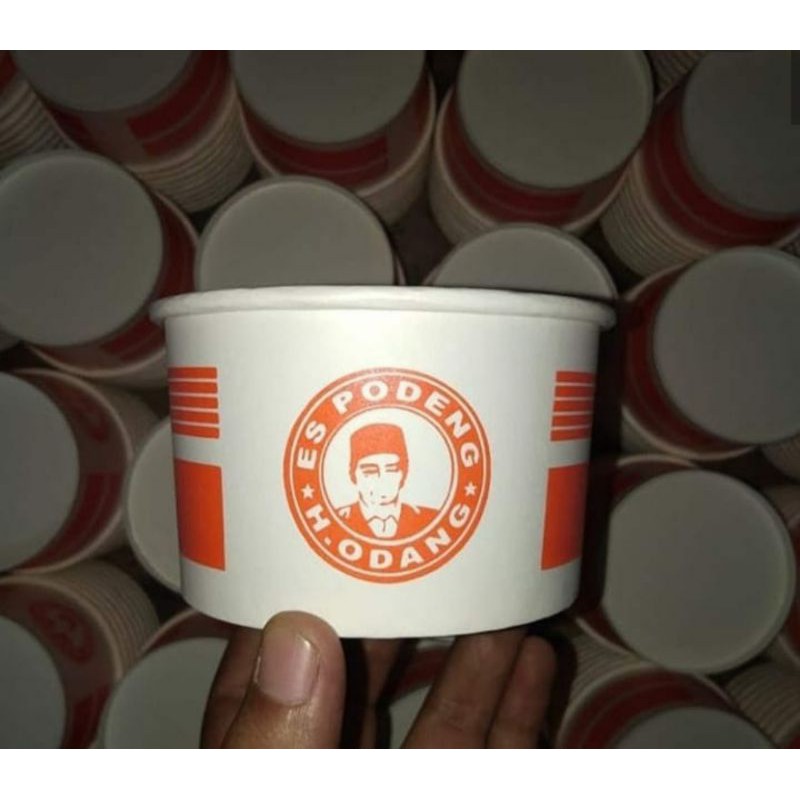 paper bowl 500ml + tutup sablon logo custom @1000pcs