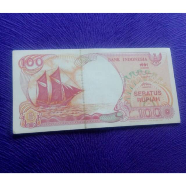 100 rupiah perahu layar th.1991 langka