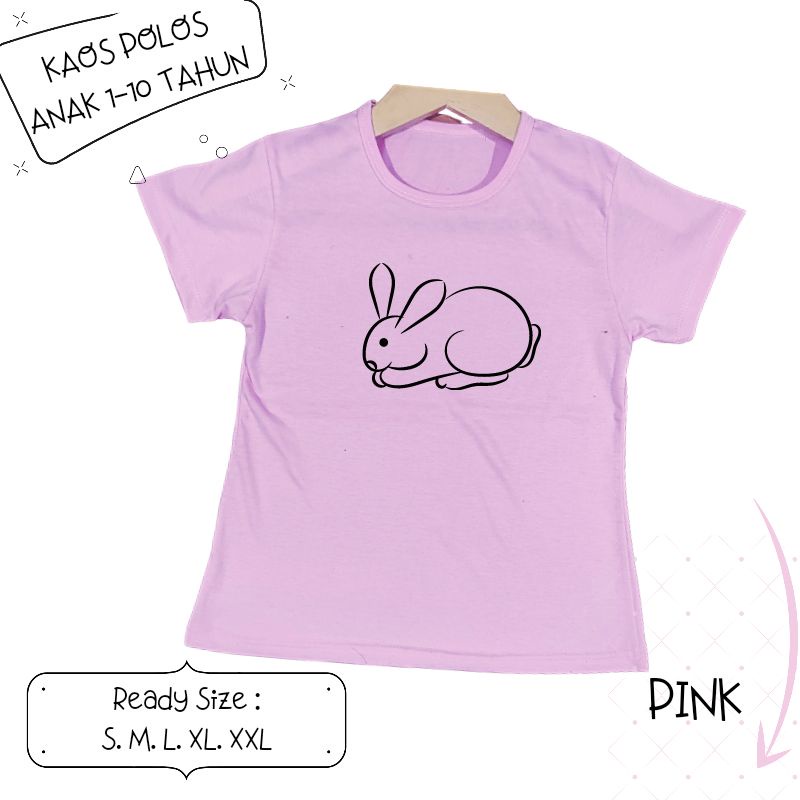 Baju Kaos Anak Cewek 3-12 tahun sampai Dewasa Jumbo RABBIT