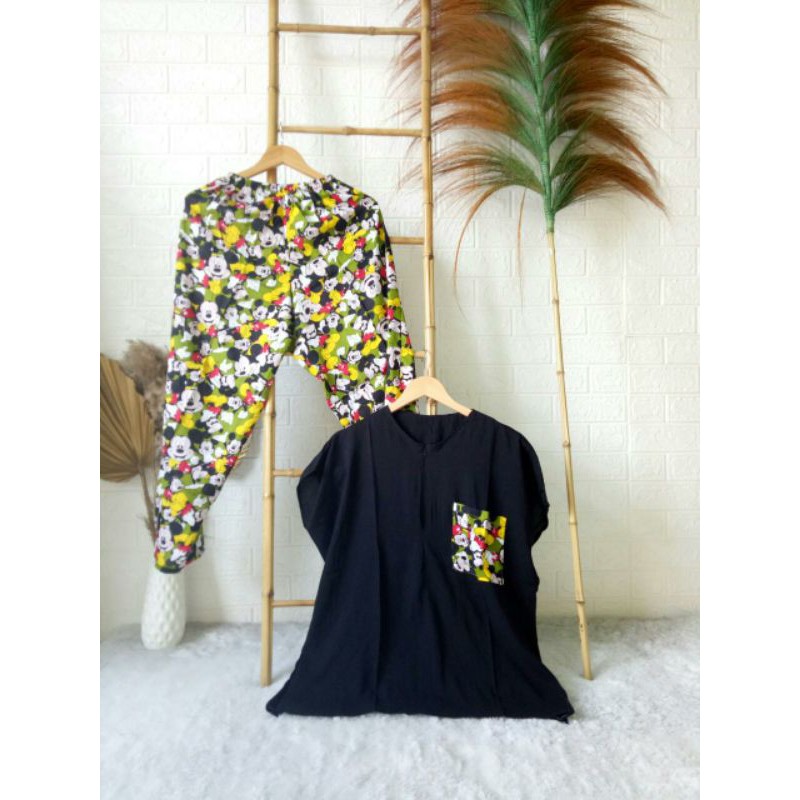 Setelan Rayon Pejamas CP Polos Mickey