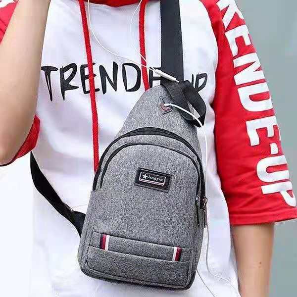 Tas Selempang Kanvas 7133 Fashion IMPOR Cowo Korean Style Slempang Gadget Bag ADA USB CHARGER port