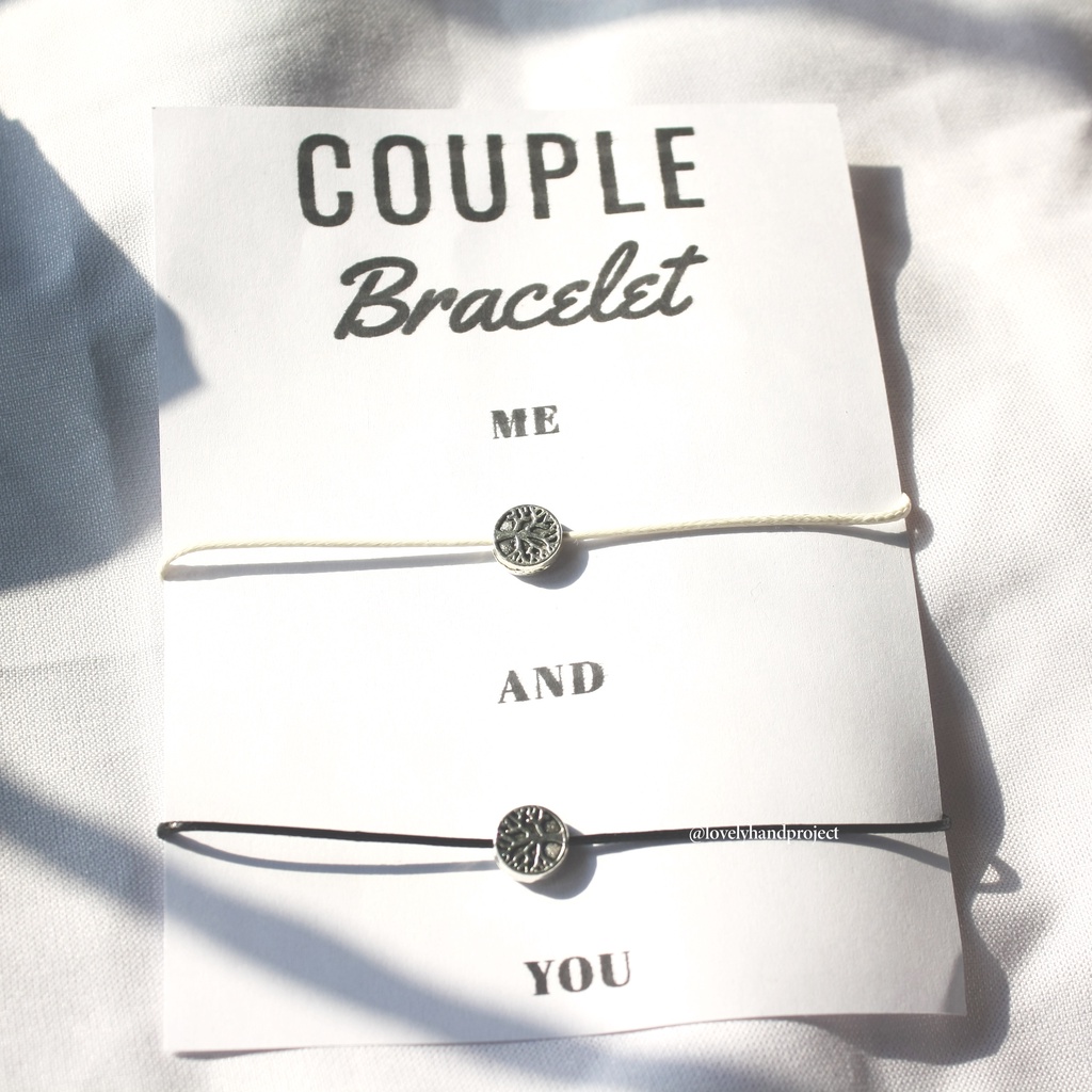 (Promo Produk baru) Gelang Couple SImple Tali Persahabatan Etnik Bead Anti Air Warna Silver Bracelet