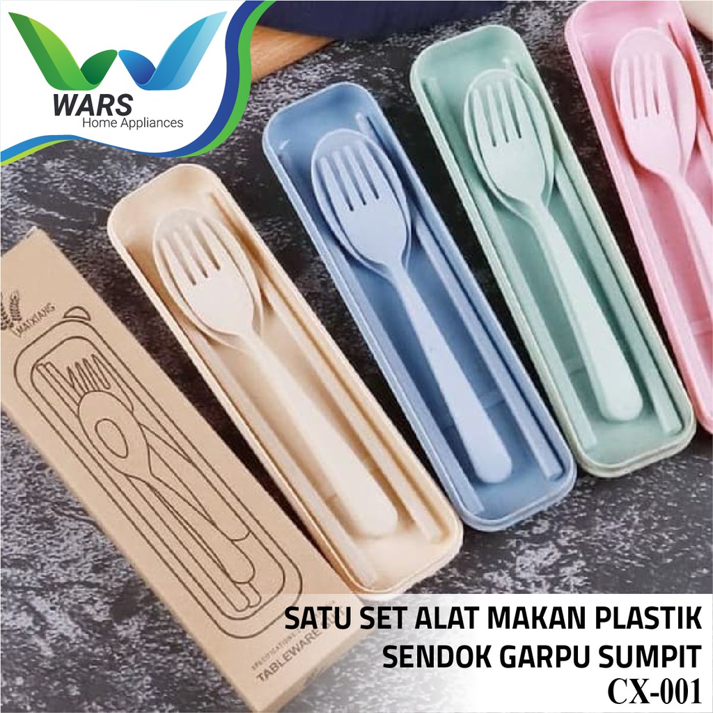 SATU SET ALAT MAKAN PLASTIK / SENDOK GARPU SUMPIT | Shopee ...