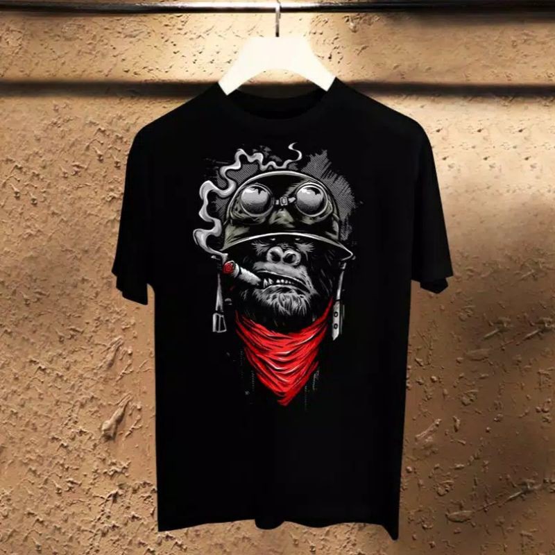 Fourfashion Kaos Distro ELhanan GORILLAZ SMOKE Black EL005