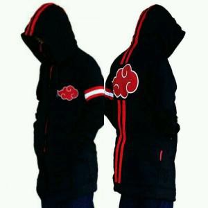 JAKET ANIME JUBAH NARUTO AKATSUKI LOGO ZIPPER HOODIE