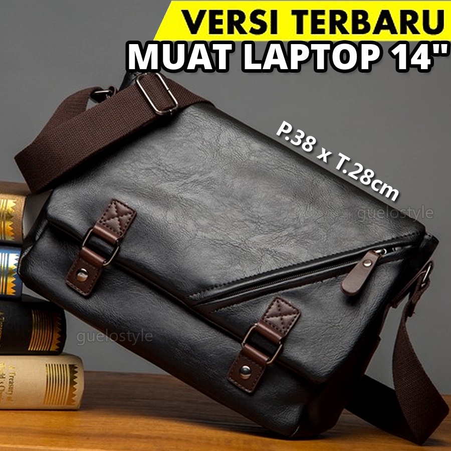 tas selempang laptop kulit pria tas kulit pria hitam