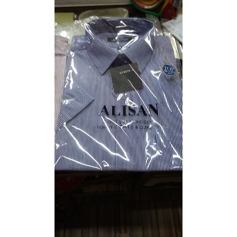 KEMEJA JUMBO ALISAN MOTIF LENGAN PENDEK SIZE 16.5-17,5