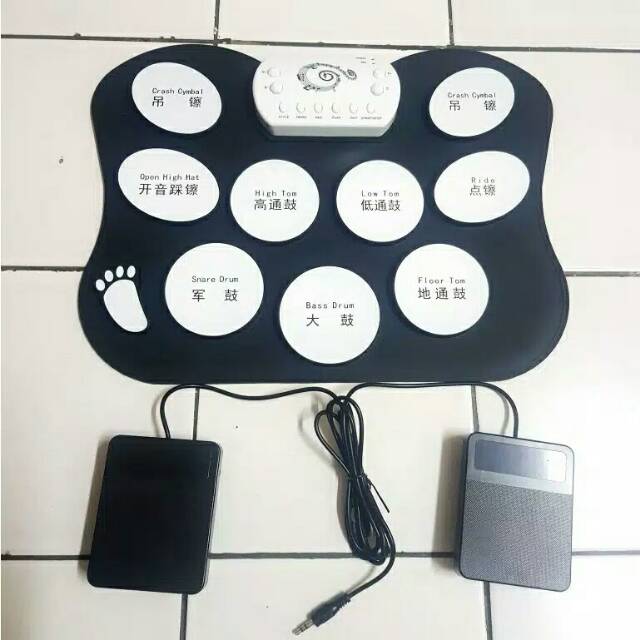 Roll Up DrumKit Portable 9 Pad Alat Musik Pemukul Drum Permainan Mainan elektrik Elektronik Listrik