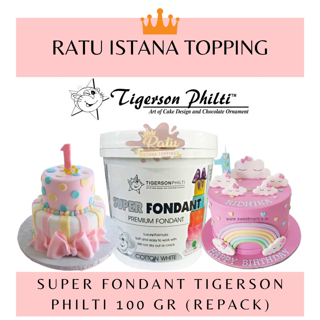 

SUPER FONDANT WHITE 100 GR REPACK ICING TIGERSON PHILTI COTTON WHITE FONDAN GUMPASTE