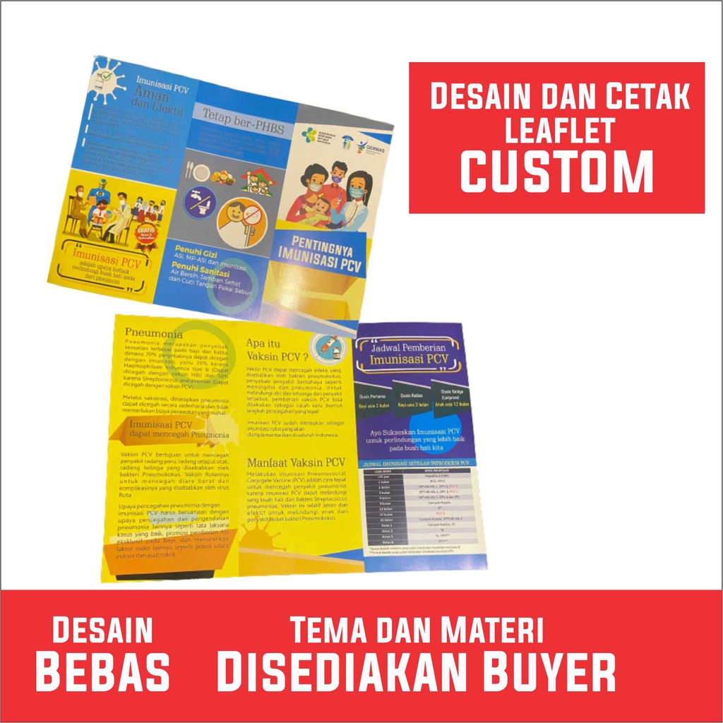 

Leaflet Kesehatan, brosur kesehatan CUSTOM. Bebas Memiilih tema, Tanpa Minimum Order