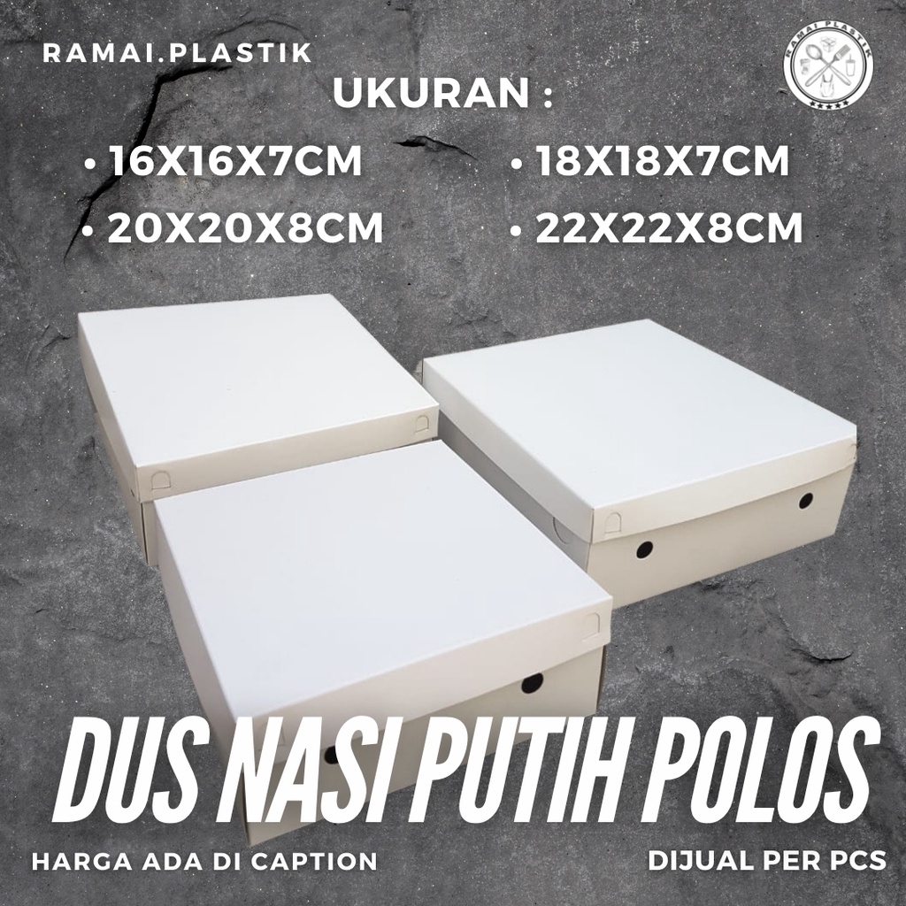 Dus Nasi Putih Polos 22x22 TEBAL