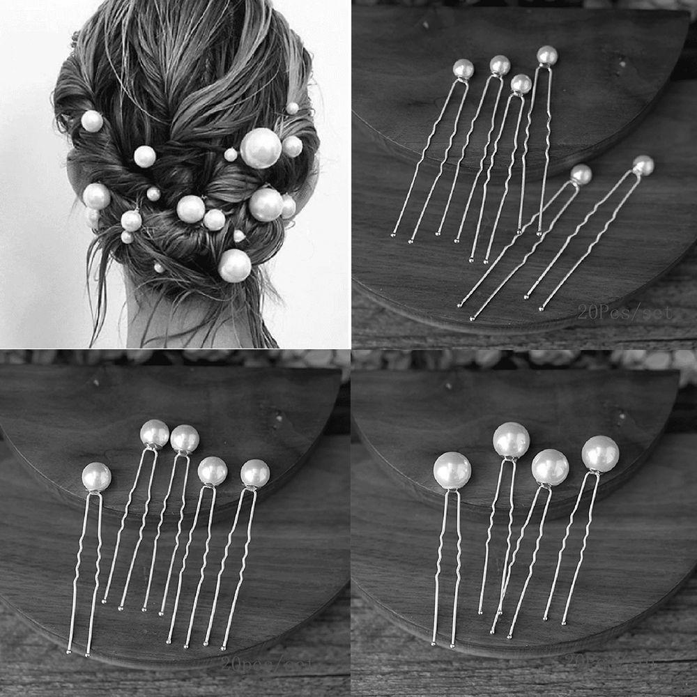 Agustinina Mutiara Jepit Rambut Tiara Pengantin Hairstyle Pearl Aksesoris Rambut Hiasan Kepala U-shaped Hairstyle Tools Bridal Tiara