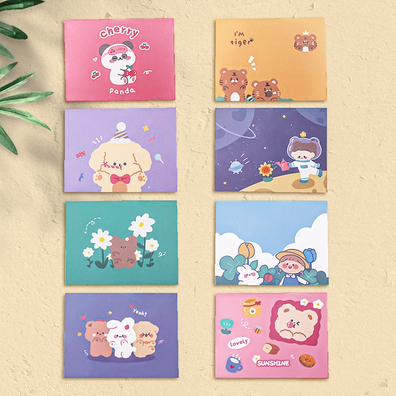 Cartoon Foldable Envelope Style Greeting Card Birthday Party Lovely Wish Card