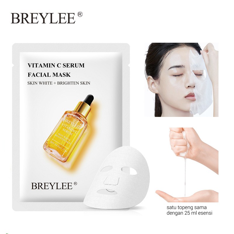 [BPOM] BREYLEE Vitamin C Sheet Serum Facial Mask - Mencerahkan Kulit Wajah