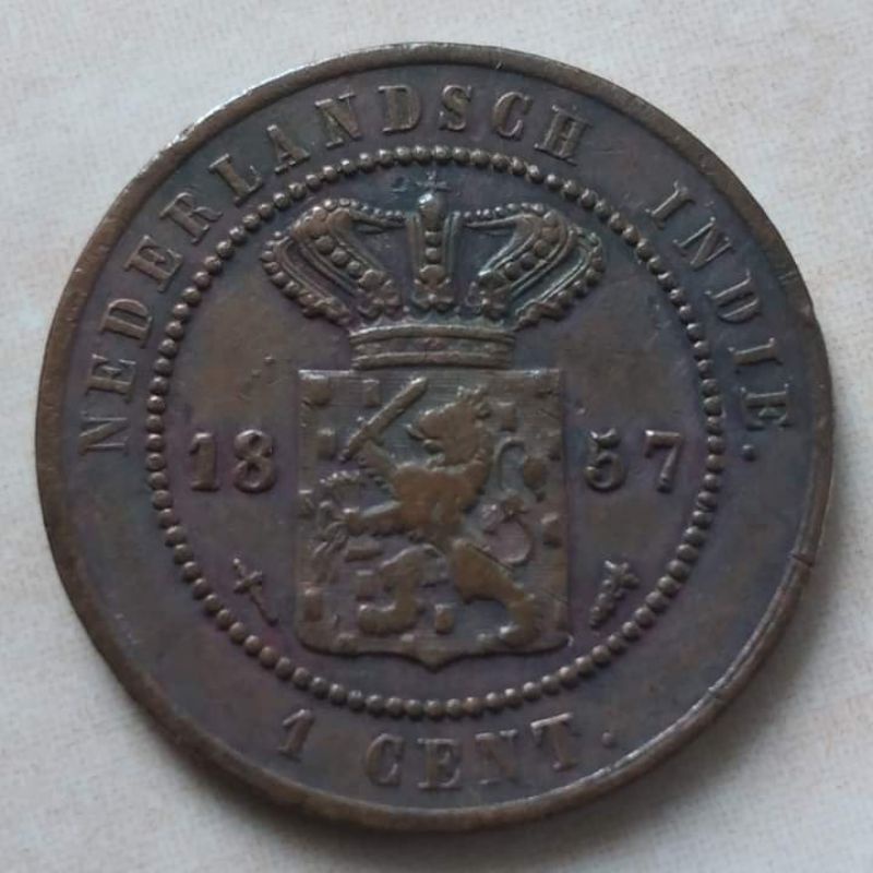 Koin Benggol 1 Cent Nederland Indie 1857 Detail Bagus - D