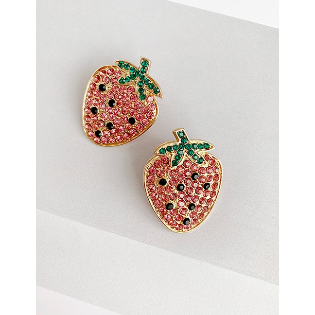 LRC Anting Tusuk Fashion Alloy Studded Strawberry Stud Earrings F82356