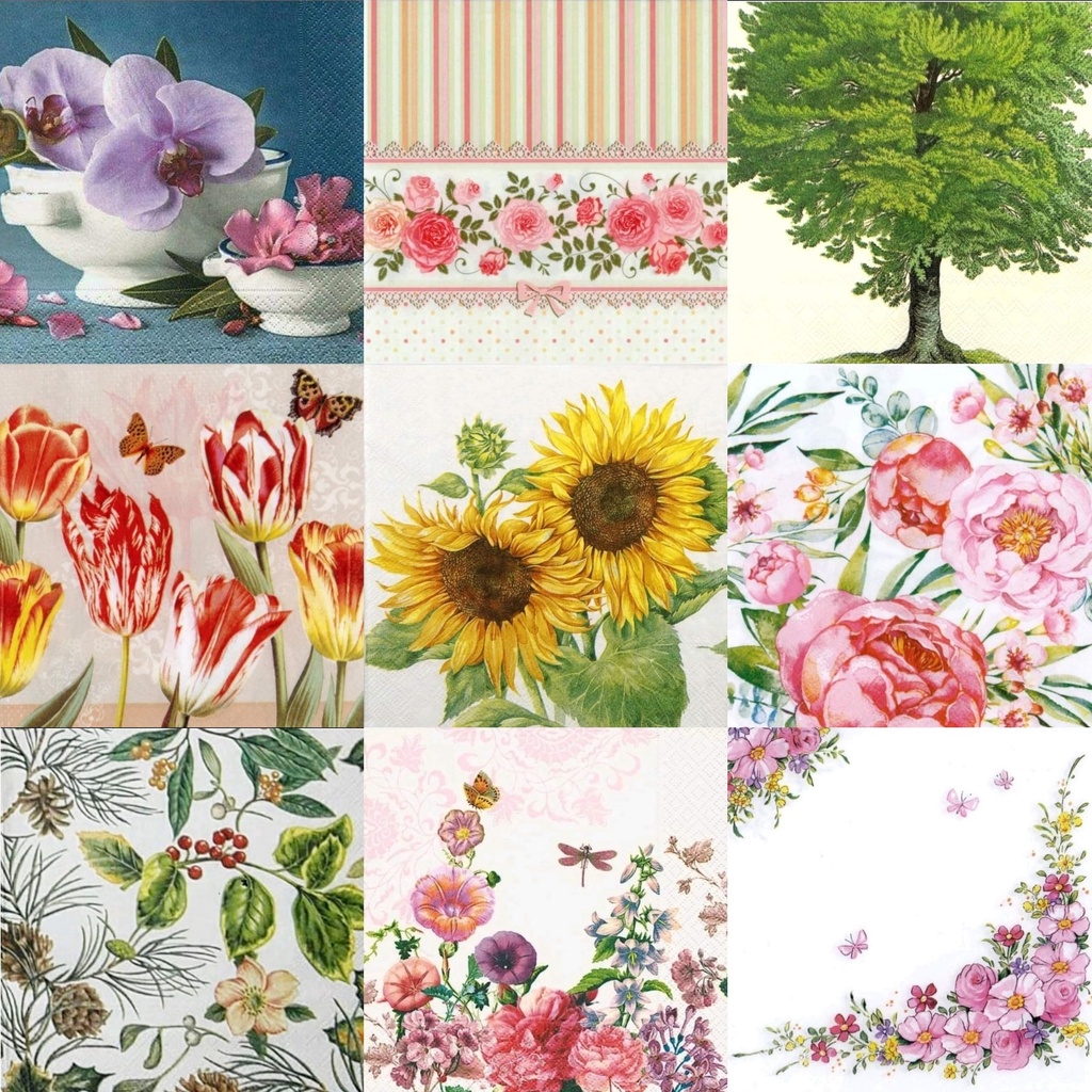 TISU NAPKIN DECOUPAGE EROPAH – Flower Motif S