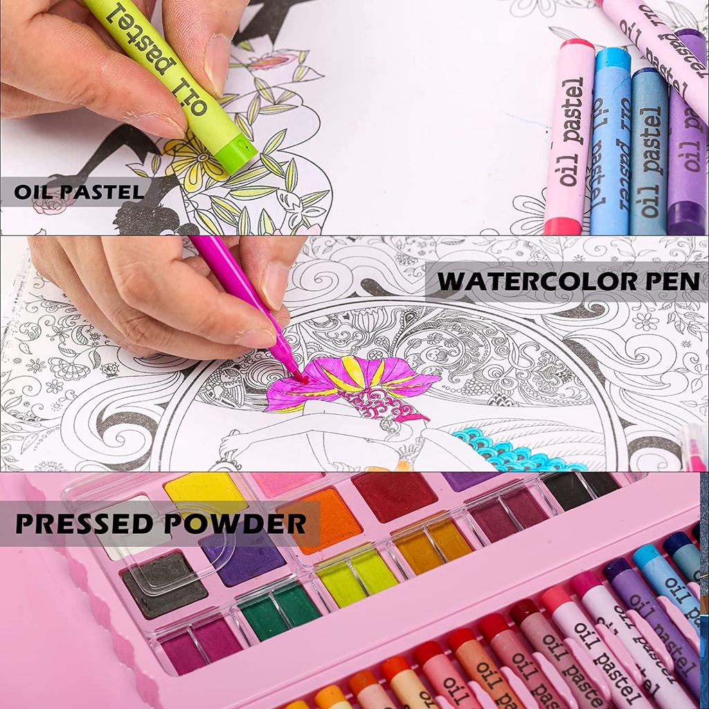 Painting Set Crayon Anak 208Pcs Pensil Warna Alat Lukis Mewarnai Gift