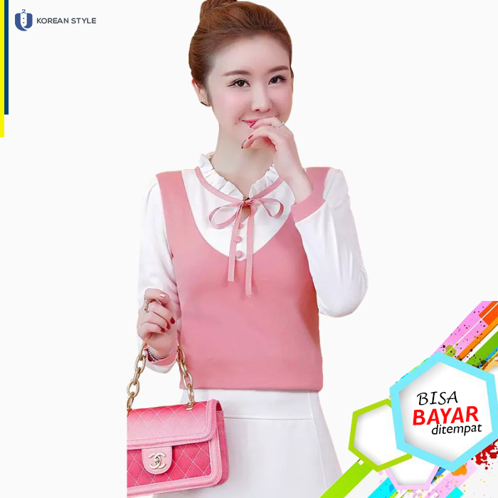 Blouse Korea Wanita Lengan Panjang Model Blus Wanita Remaja Variasi Rompi Kekinian Jumbo