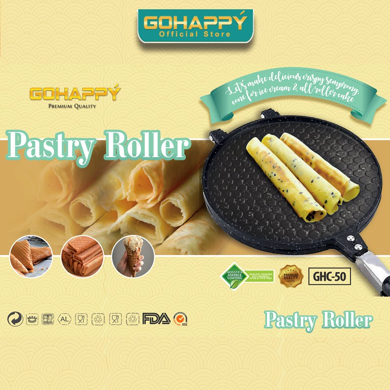 Gohappy Cetakan kue semprong - Egg pastry roller Waffle GHC50 loyang wafel Marble coating