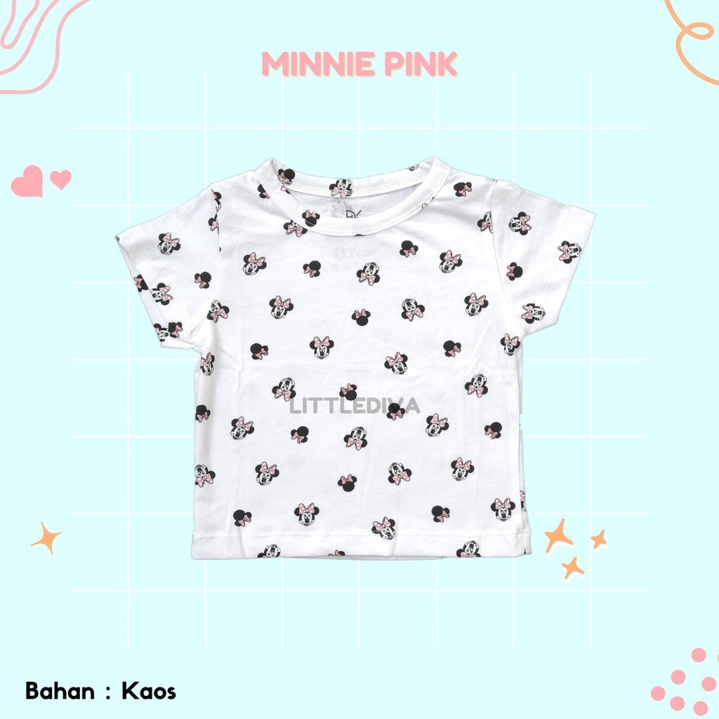 MINNIE PINK Kaos Oblong Anak Motif size S M L 1 3 5 tahun Boy girl