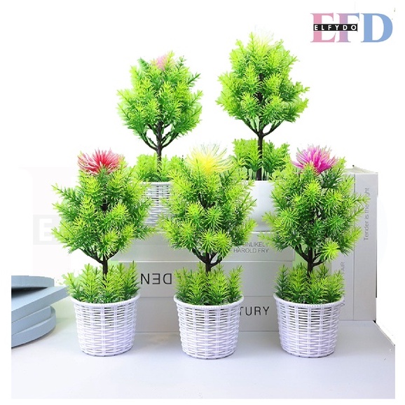 ELFYDO PT66 Pot Tanaman Hias Bunga Plastik Ornamen Pot Bunga Bongsai Artificial Flower Decoration