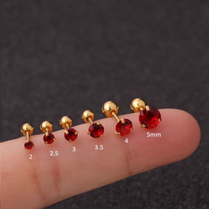 1Pc Small Round Cz Tragus Cartilage Rook Helix Snug Conch Earring 16G Prong Gem Monroe 16G Tragus Helix Ear Piercing