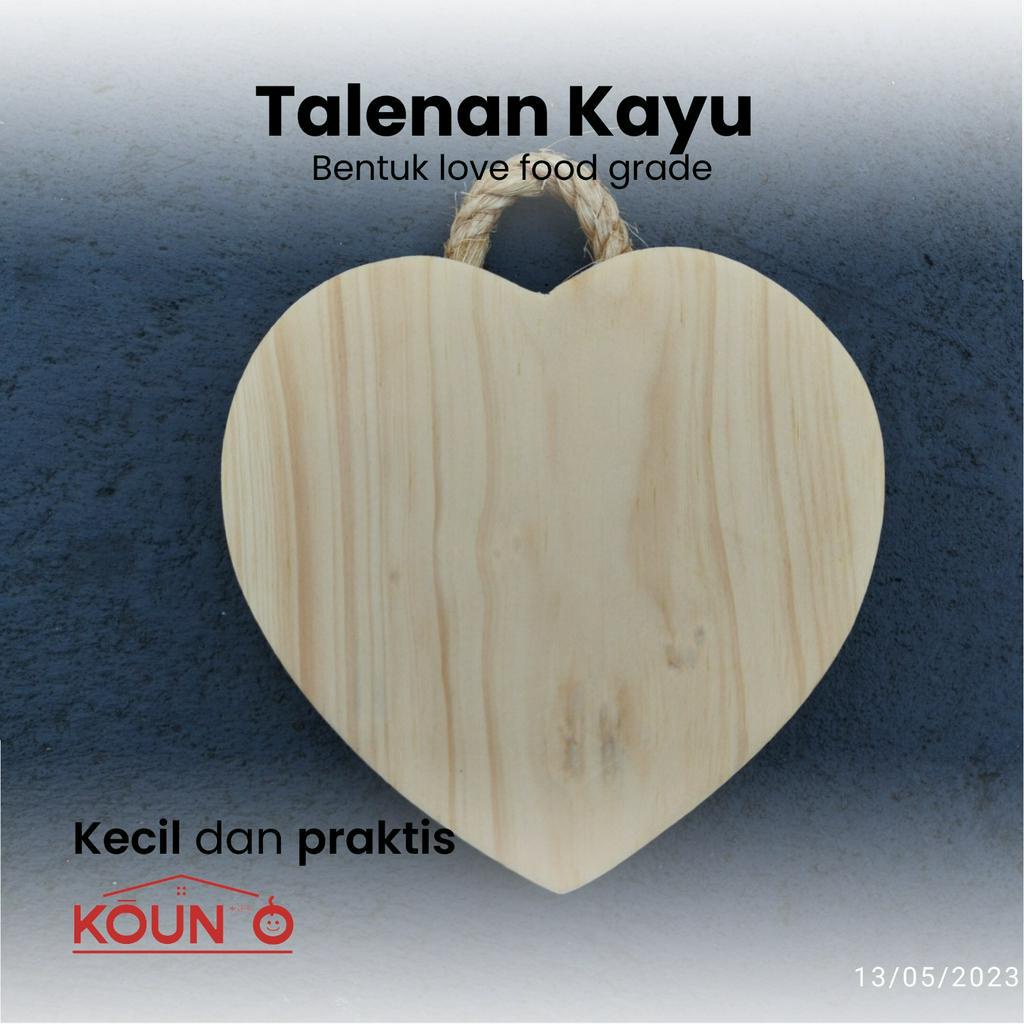 Talenan Kayu Pinus Premium Food Grade Bentuk Hati Talenan Gantung Dengan Tali Tambang Hiasan Dinding Perlengkapan Rumah