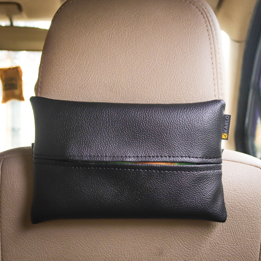 Karlo Tempat Tissue Tisu Mobil Premium Sun Visor Jok Basic Black Hitam