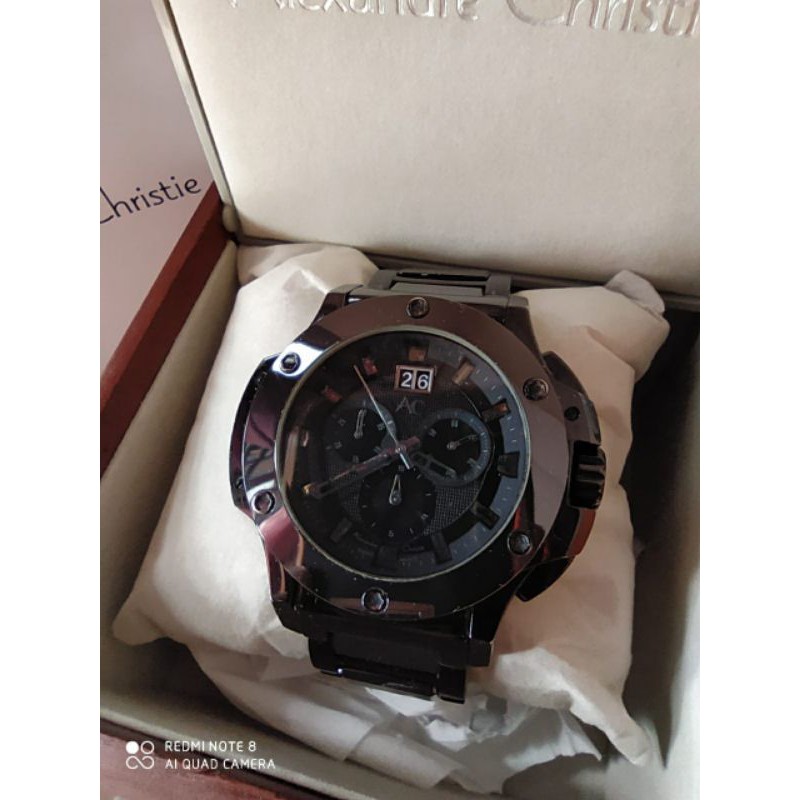 ( SOLD OUT ), Alexander Cristie Keramik, AC 6162 MC, Mesin Swiss, Full Black, Second, Kondisi +- 95%