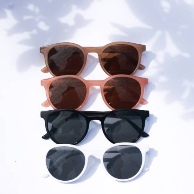 (27AN.ID) kacamata Hitam korean fashion unisex  KM36 retro bingkai putaran kacamata pria dan wanita-7