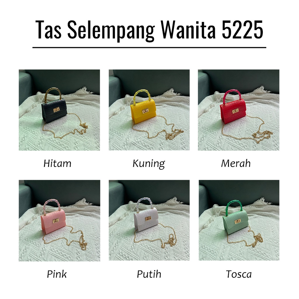 OSM JKT T5225 Tas Selempang Wanita Fashion Korea / Tas Selempang Kulit Silikon / Tas Selempang Wanita / Slingbag Rantai Wanita