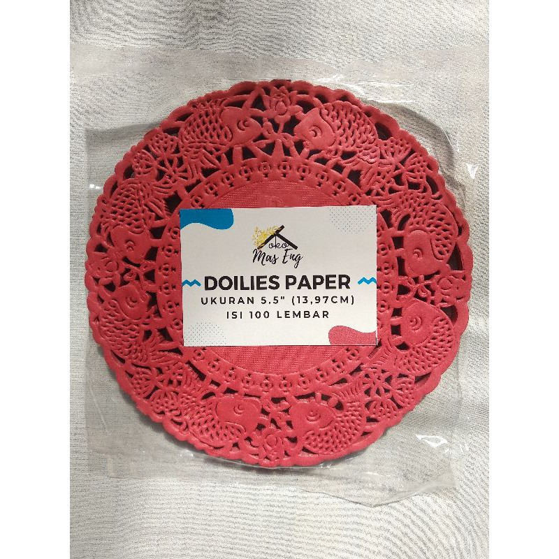 

Doilies Paper MERAH motif ikan - Kertas Renda - Kertas Kue isi 100