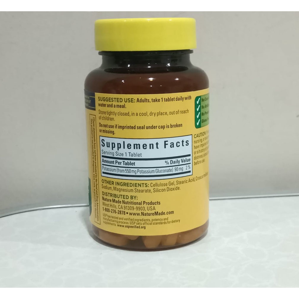 Nature Made Potassium Gluconate 550 mg 100 Tab Potasium glukonate