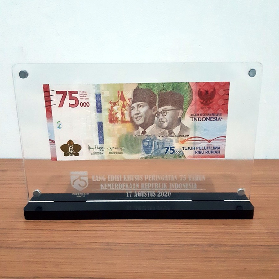 Display Acrylic Akrilik Frame Uang 75 Tahun Kemerdekaan / Indonesia Merdeka 75