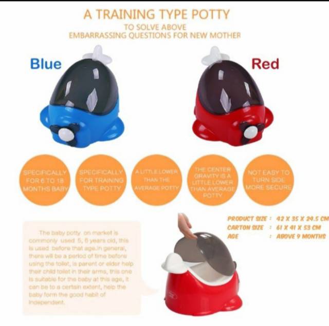 QC Baby  Training Potty Plane Pispot Bayi Tempat Pipis Pup Bayi