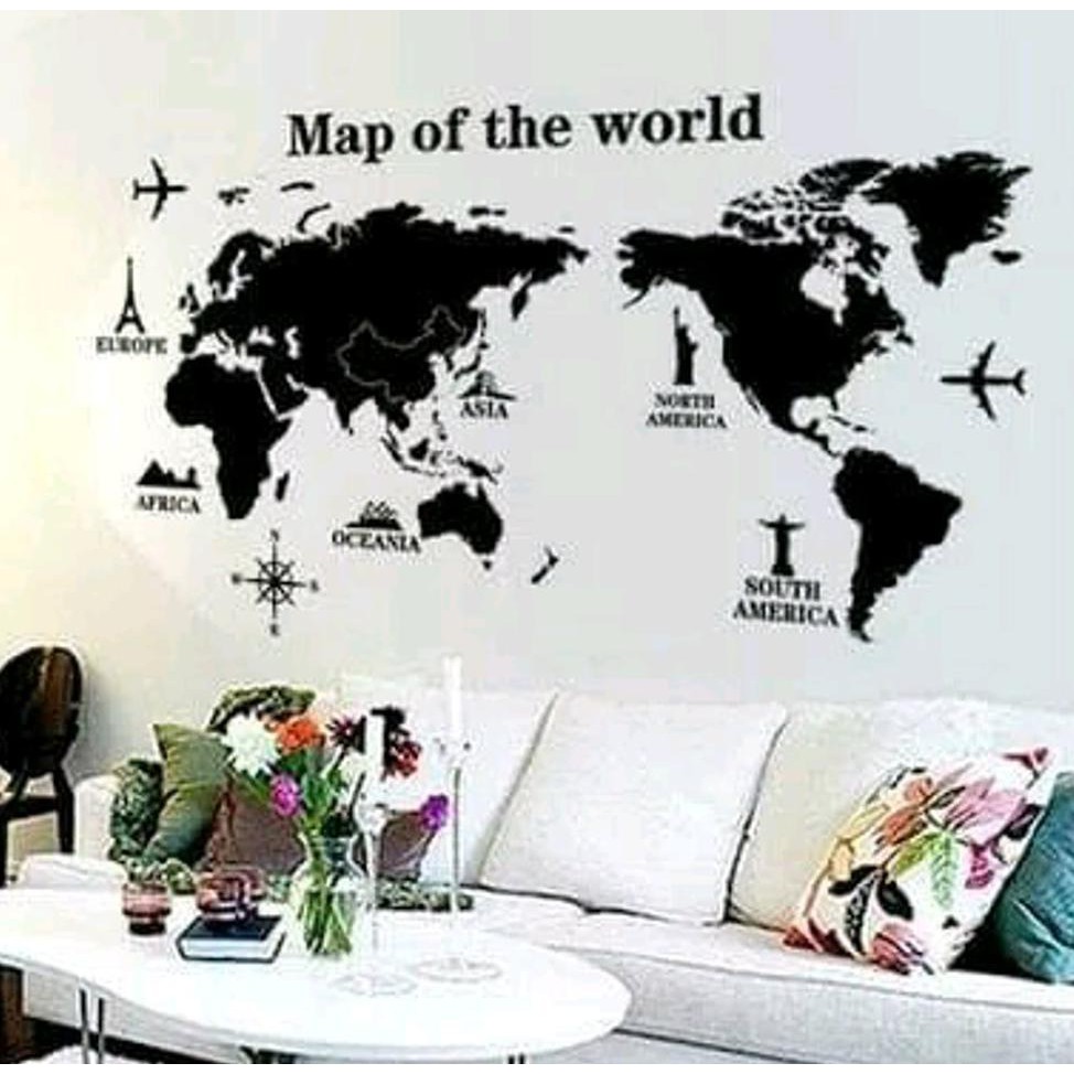 

TERLARIS !! Sticker Stiker Wall Dinding Peta Dunia Map World Limited Edition TERBARU