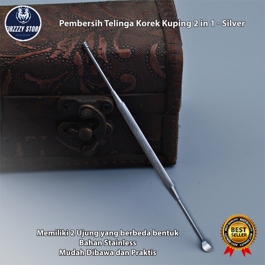 Pembersih Telinga Korek Kuping 2 in 1 - Silver