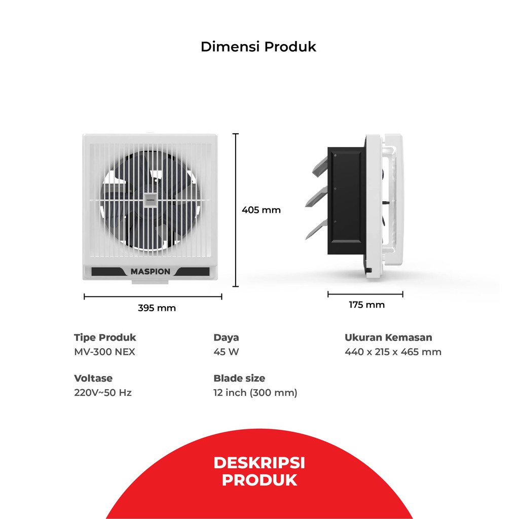 Maspion Exhaust Fan 12 Inch MV-300 NEX