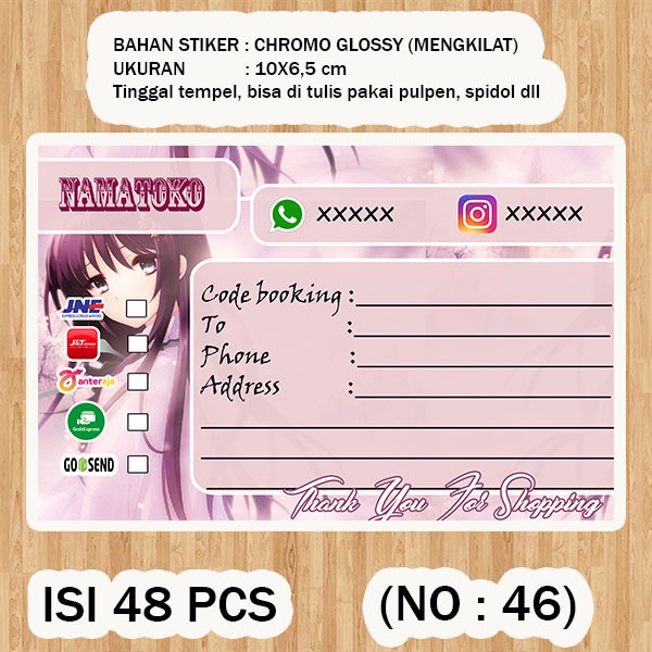 

( STIKER PENGIRIMAN ) Shipping label ( /pack isi 48pcs no.46 )