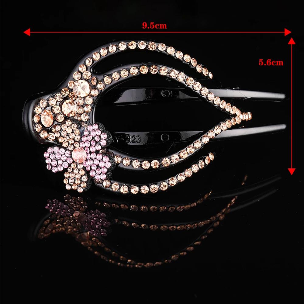 Agustinina Kristal Klip Rambut Hiasan Kepala Disk Korea Rambut Kristal Bunga Berlian Imitasi Handmade Hairgrip