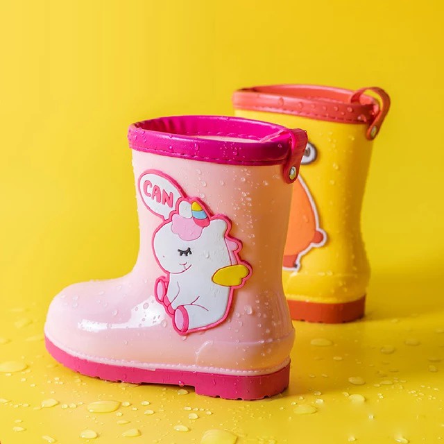 SEPATU BOOTS ANAK PEREMPUAN SAFETY SHOES BOOT ANTI AIR HUJAN MOTIF KUCING BAHAN KARET IMPORT A42