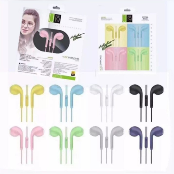 EARPHONES EXTRA BASS MODEL U.19/EARPHONE WARNA SUARA SUPER BASS BUAT SEMUA JENIS HP ANDROID