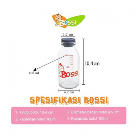 Botol ASI BOSSI Kaca 50ml 100ml isi 8 botol asi ASIP ASI Perah BPA FREE Termurah BKA Babymaniashop